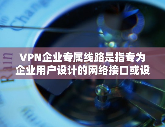 VPN企业专属线路是指专为企业用户设计的网络接口或设备，用于连接到企业内部或外部的VPN服务器。这些线路通常具备以下特点